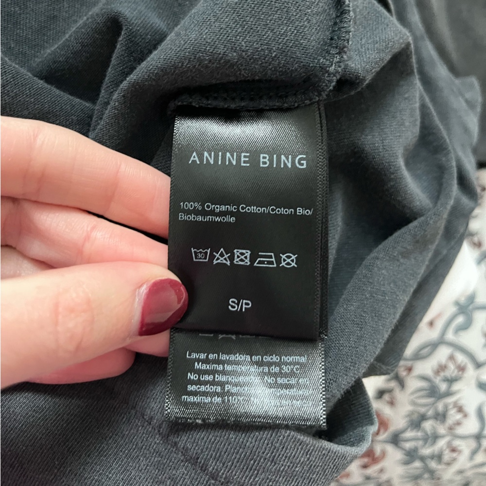 Anine Bing Tiger Short Sleeve Graphic Tee Size S Charcoal Gray Black Cotton - Picture 7 of 9